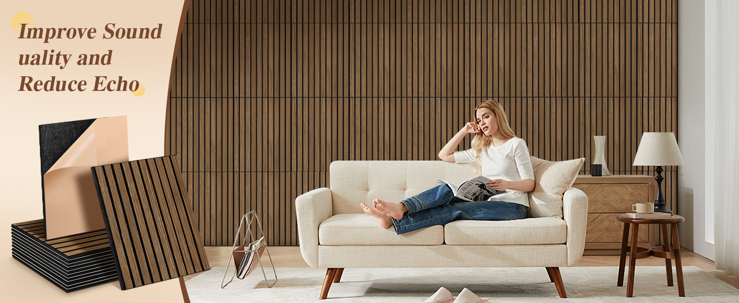 Акустичні настінні панелі NZQXJXZ з дерев'яним шпоном, самоклеючі шумоізоляційні панелі для дому, офісу та студії, 40 x 30 x 1 см, 12 шт.
