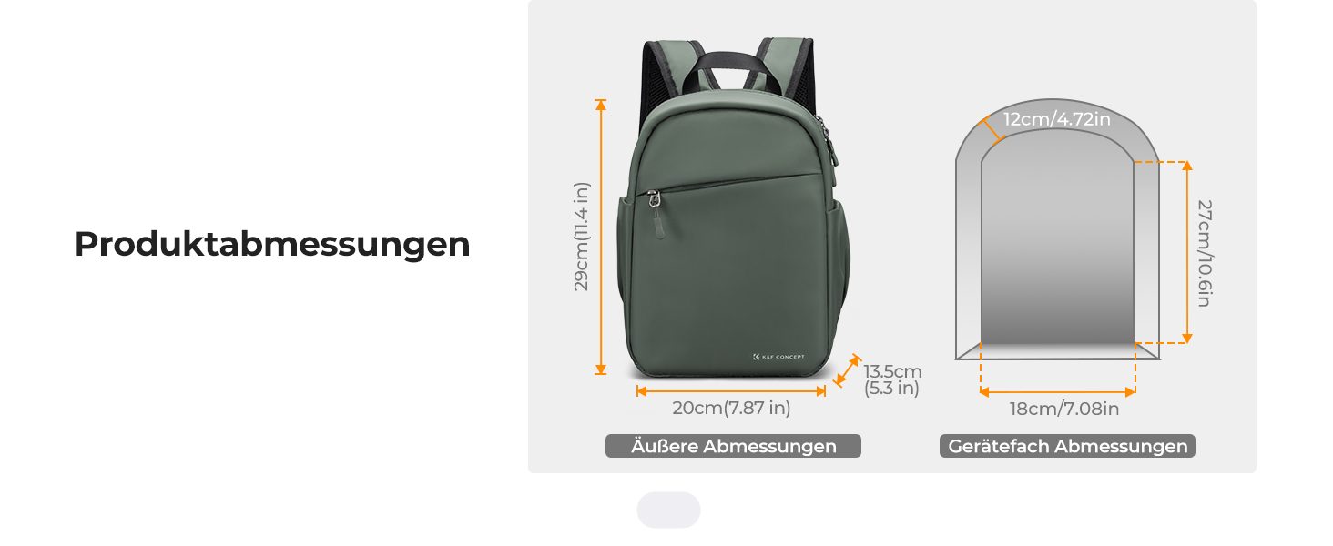 Рюкзак для камери K&F CONCEPT B-dunkelgrün: компактний, для DSLR, з регульованим ременем