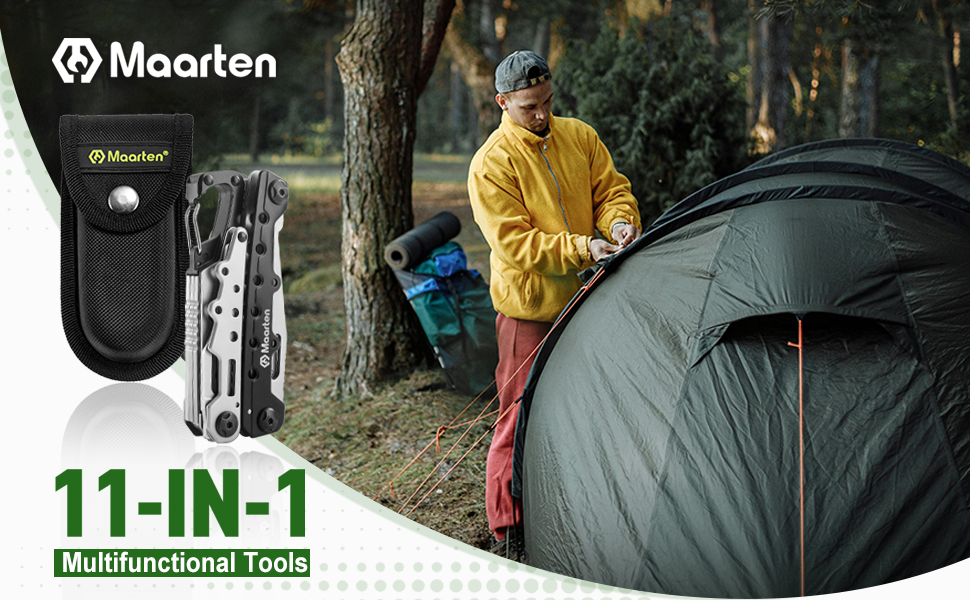 Мультитул Maarten 11 в 1: компактний мультиінструмент з нержавіючої сталі з карабіном та чохлом, подарунок для чоловіків