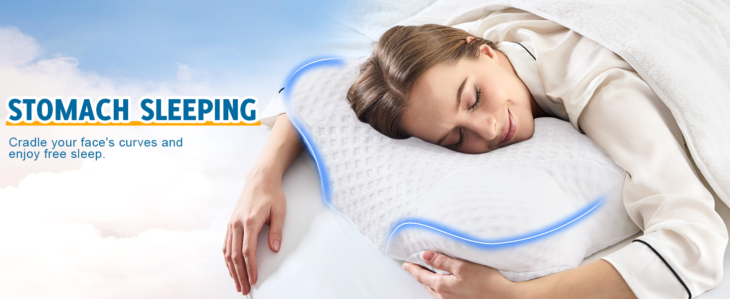 Ортопедична подушка для шиї VJASD з ефектом пам'яті (Memory Foam) — ергономічна подушка від болю в шиї, регульована по висоті для сну на боці, з дихаючим чохлом (Біла, 60 x 35 см)