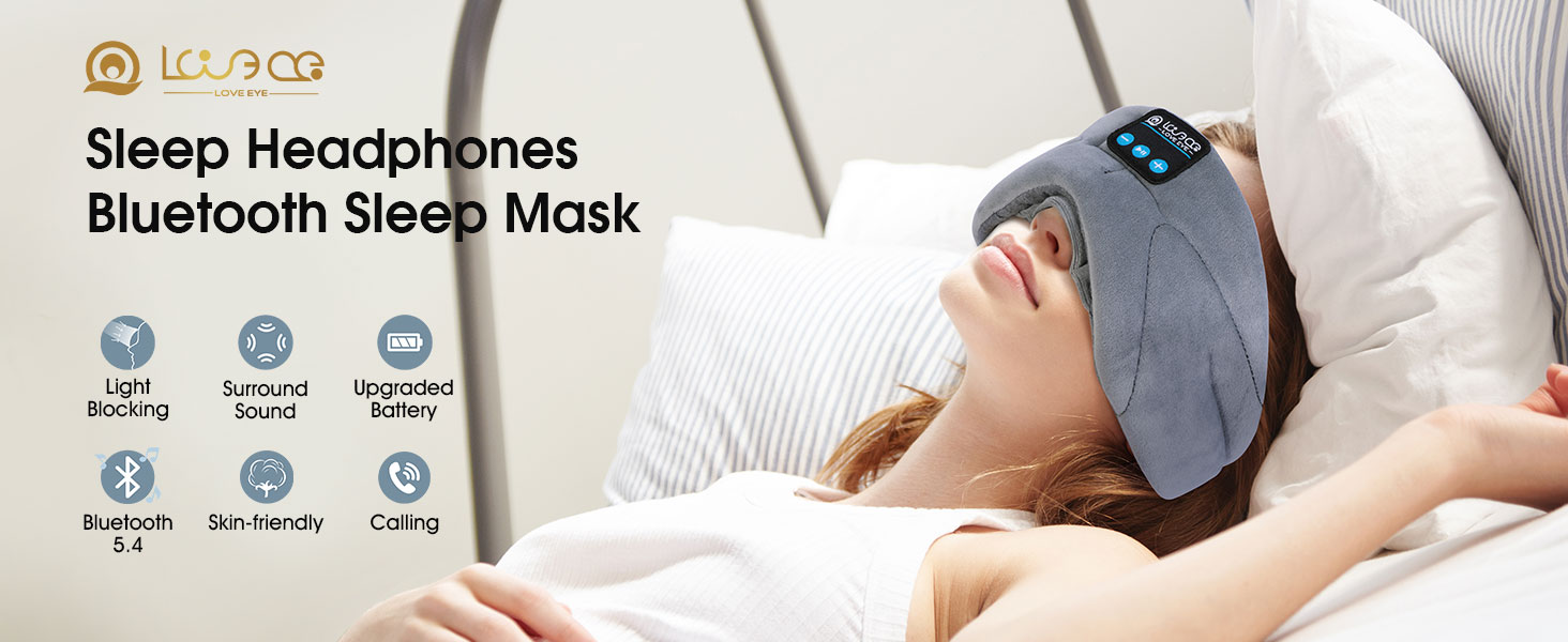 Маска для сну для тих, хто спить на боці з Bluetooth навушниками. 100% непрозора маска для очей, ультрам'яка, для подорожей, сну, йоги, медитації. Чорний колір, 1 шт.