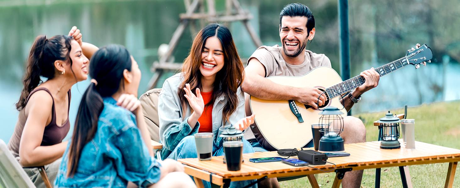 Power Bank 60000mAh з кабелем, 40W, PD, USB-C, LED-дисплей, 7 виходів та 2 входи, сумісний з iPhone, iPad, планшетами, чорний