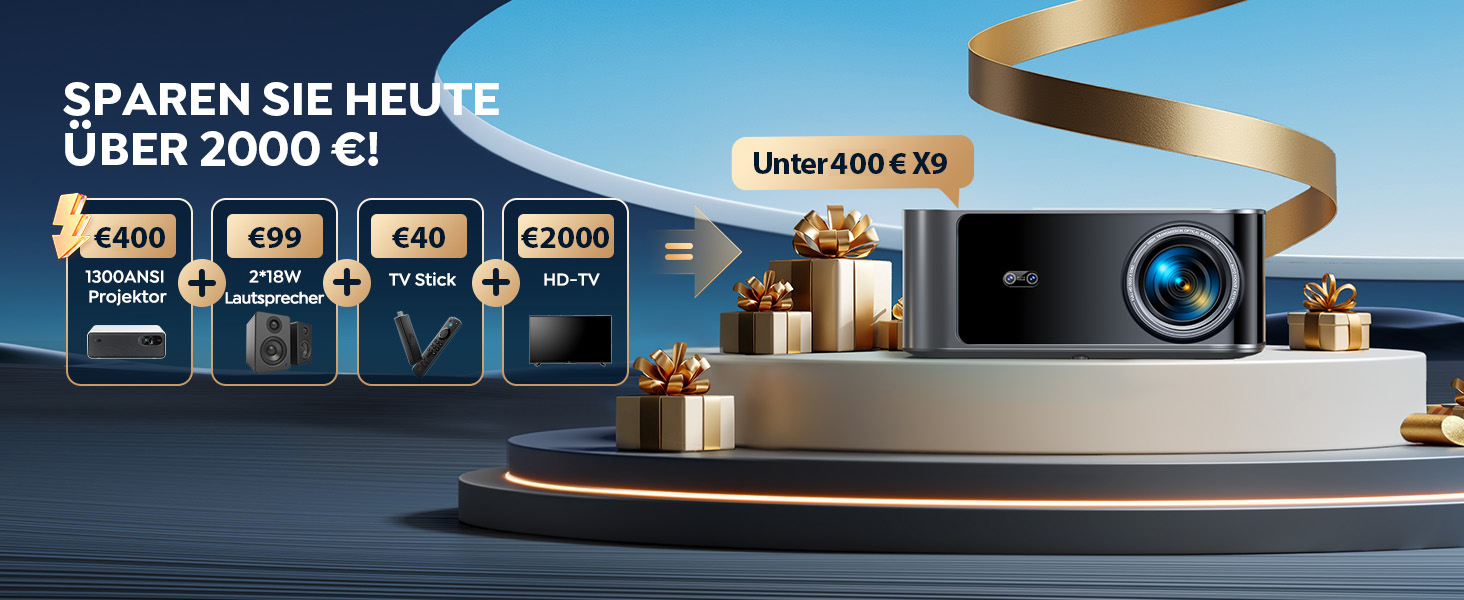 Смарт-проектор Toptro 4K Home Cinema, 1500 ANSI люмен, Full HD 1080p, Netflix, Dolby Audio, двосторонній Bluetooth, WiFi, AI-автофокус та корекція трапеції, для дому та вулиці, чорний