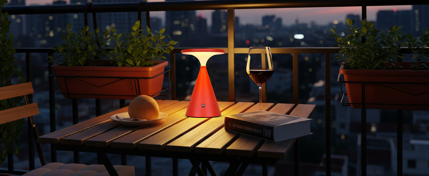 Настільна LED лампа акумуляторна бездротова, 4000mAh, димується, сенсорна, 3 кольори, для дому та вулиці, 2 в упаковці (Червона)