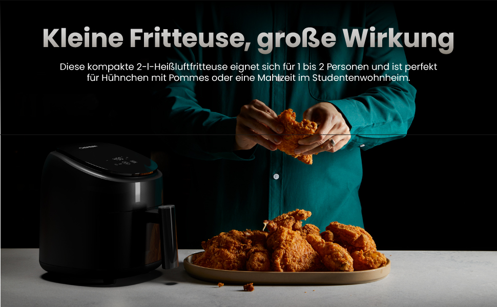 Фритюрниця Chefman 2L: компактна та зручна, з антипригарним кошиком та цифровим таймером – чорна