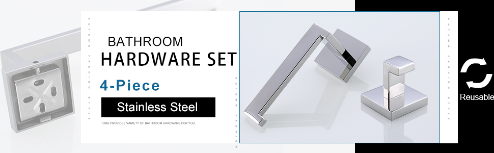 Stainless Steel Toothbrush Holder Bath Drinking Glass Tumbler with Holder Wall Mount, Polished Surface, K7007P (Set of 4)
