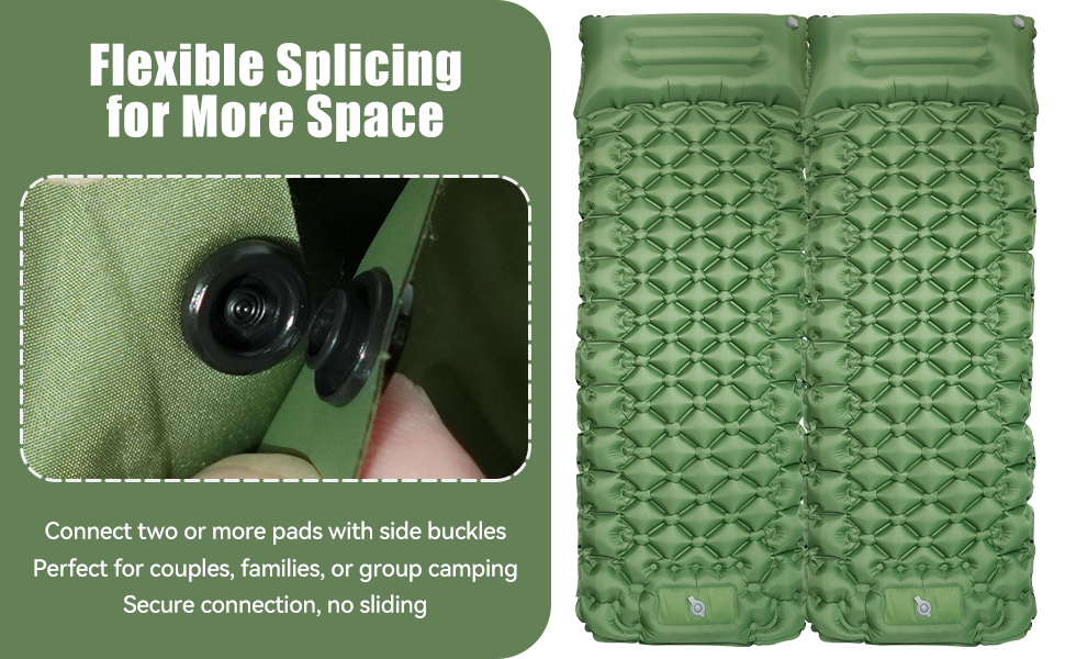 Isomatte самонадувна туристична, килимок для кемпінгу з помпою та подушкою, з'єднувана, водонепроникна, для відпочинку на природі