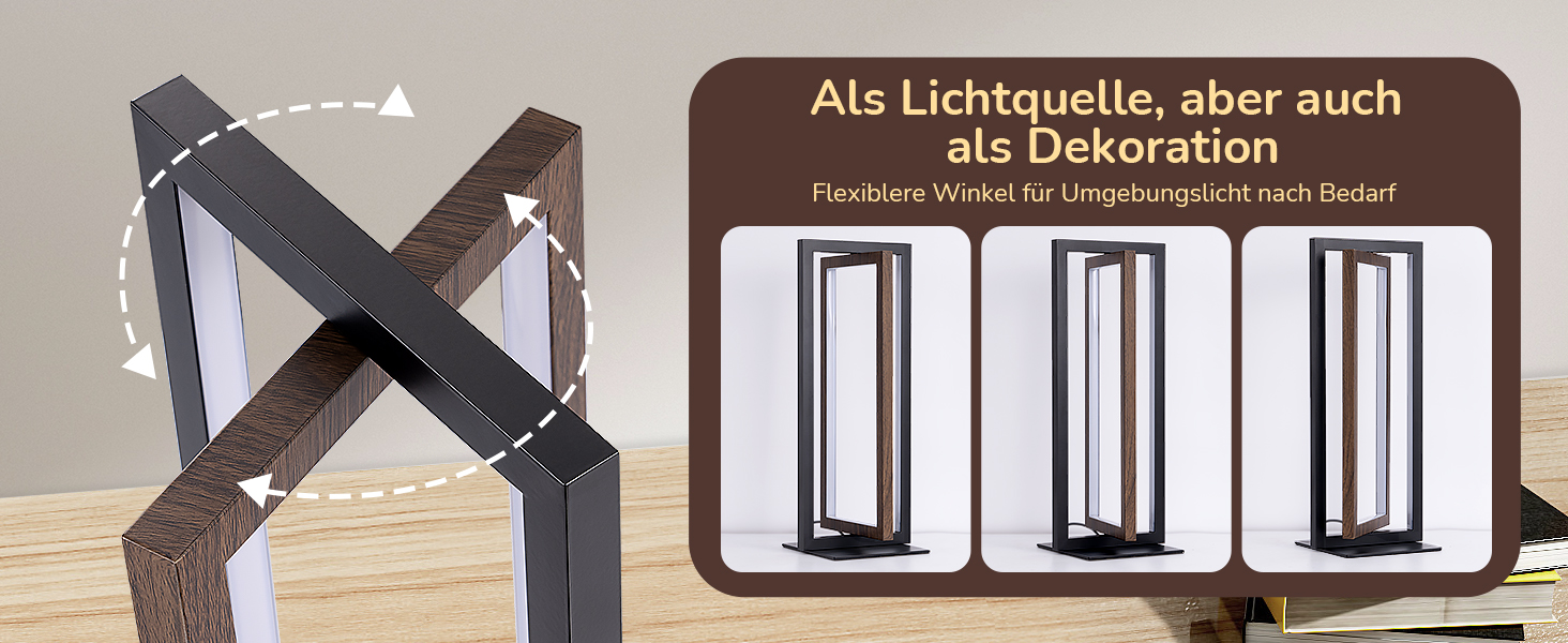 LED настільна лампа EDISHINE з дерева, торкання, регулювання яскравості та функція пам'яті, 3 колірні температури, 350 люмен, сучасна лампа для вітальні, офісу, подарунок (горіх, сучасний стиль)