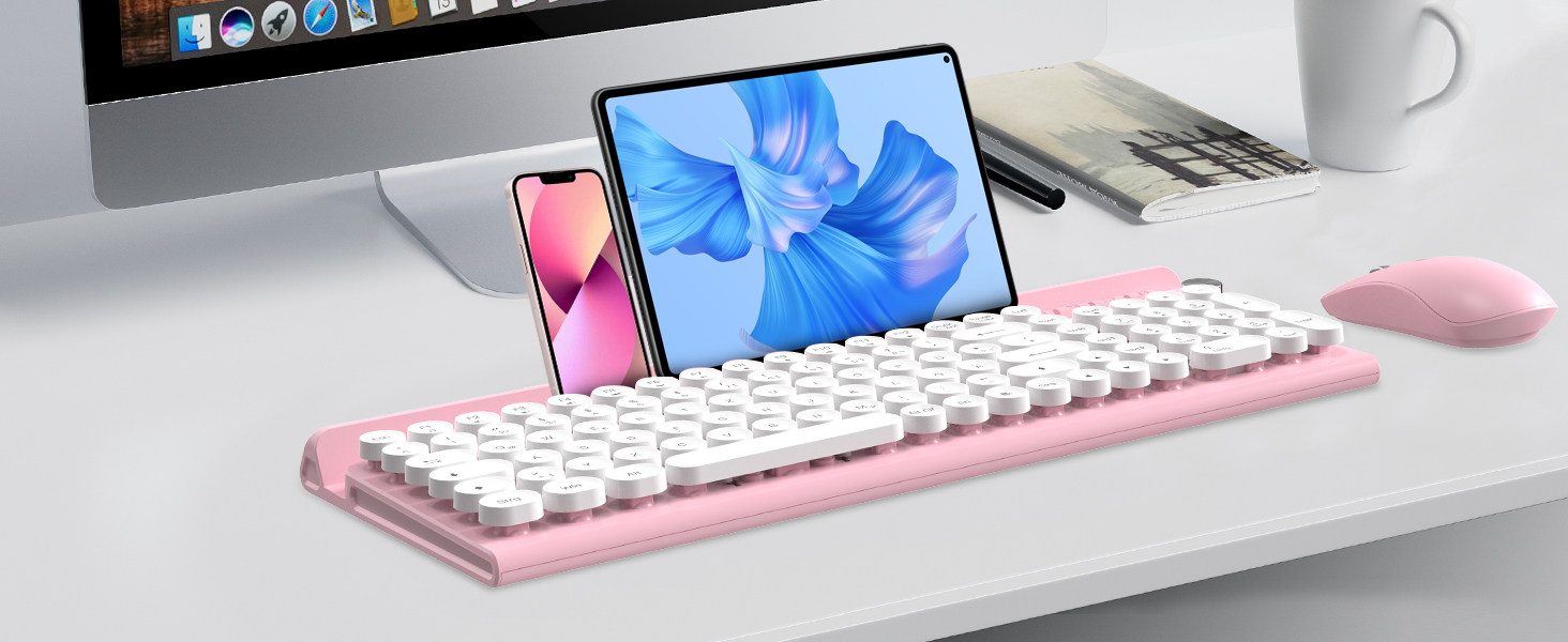 Ігрова клавіатура та миша RaceGT з RGB підсвічуванням, 104 клавіші, вологостійка, 7 кнопок миші 6400 DPI, QWERTZ (DE-Layout), рожевий кабель