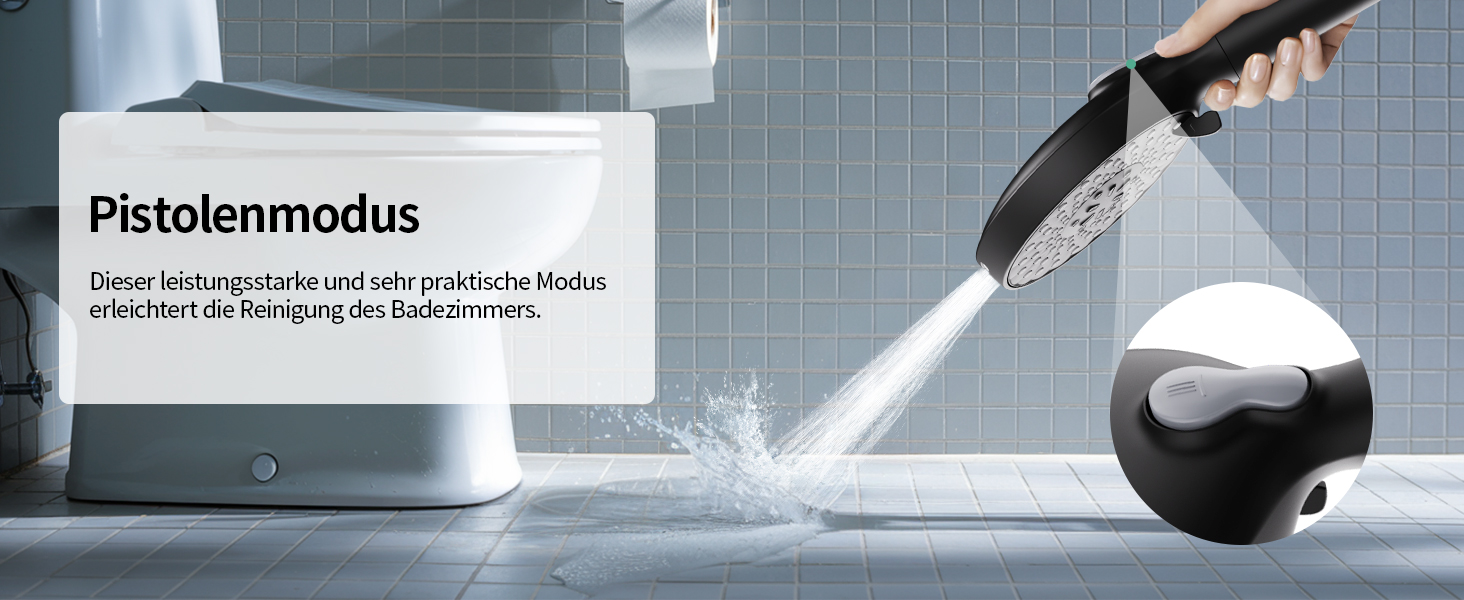 Душова лійка SR SUN RISE з фільтром, шланг та картриджі, 9 режимів, високий тиск, для жорсткої води, видаляє хлор, важкі метали, бактерії, чорний колір