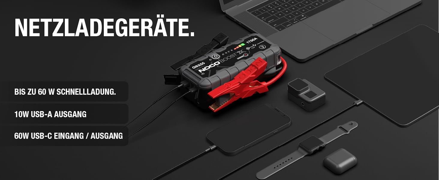 NOCO Boost X GBX55: Портативний пусковий пристрій Powerbank 1750A для автомобілів (бензин до 7.5L, дизель до 5.0L)