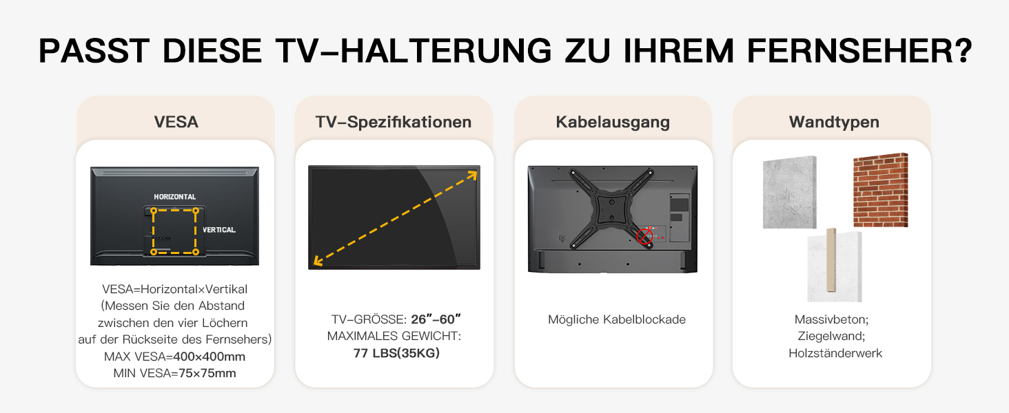 Настінне кріплення для телевізора Alphamount поворотне, нахильне, 26-60 дюймів, LED/LCD/OLED, до 35 кг, VESA 400x400 мм