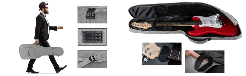 Шейман WGB-115 GY Преміум-лайн Гітарний кейс для акустичної гітари (та електрогітари) - Водовідштовхувальне та міцне покриття, регульовані ремені, сумка-органайзер