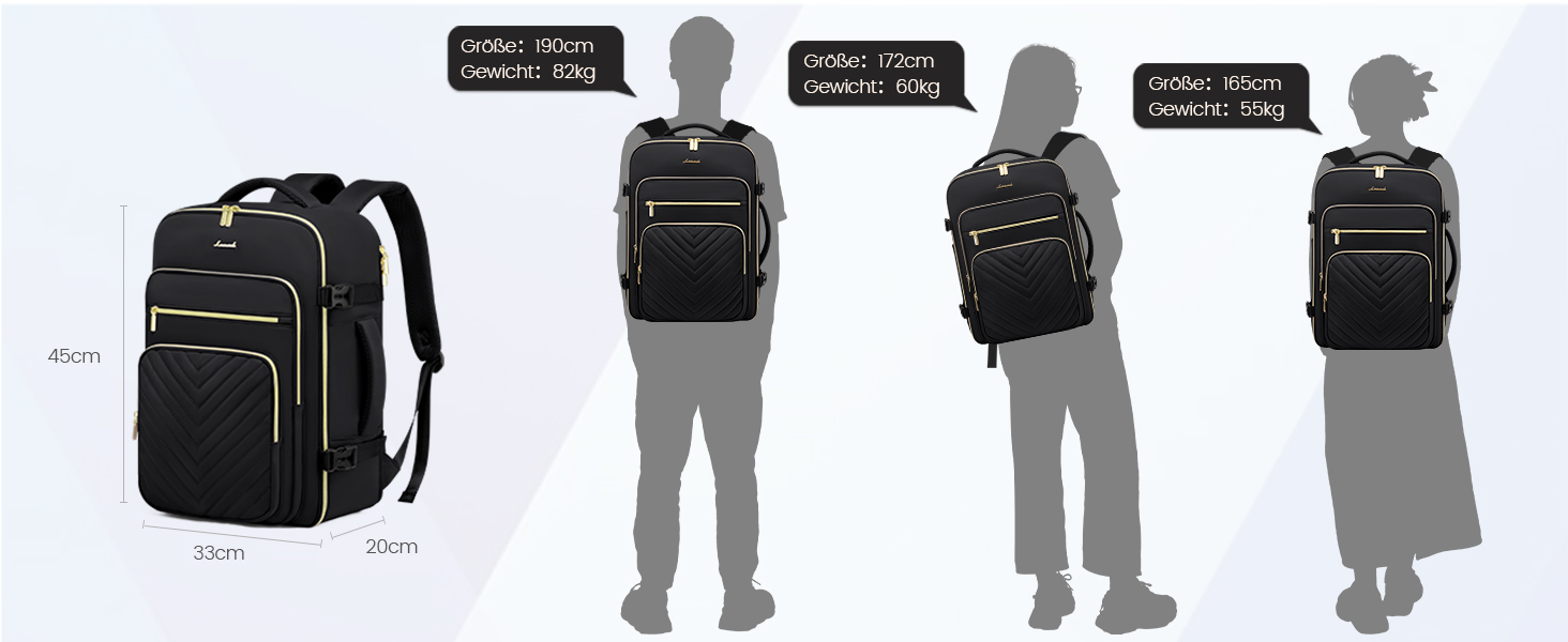 LOVEVOOK Рюкзак для ручної поклажі, 40L, водонепроникний, для ноутбука 17 дюймів, Easyjet, для подорожей, роботи, трекінгу, оливково-бежевий (18 дюймів, A-чорний)