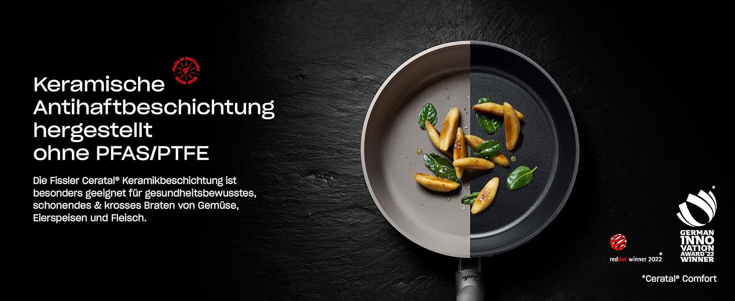 Набір сковорідок Fissler Ceratal Comfort (24+28 см), алюміній, керамічне покриття, антипригарні, для індукційних плит, сірий (2 шт.)