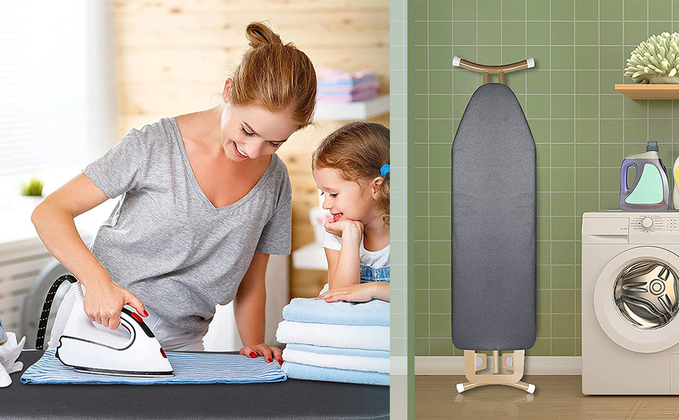 Чохол для прасувальної дошки з регулюванням, 120x40 см, сумісний з парогенераторами, розмір дошки 33–46x115–130 см, 100% бавовна