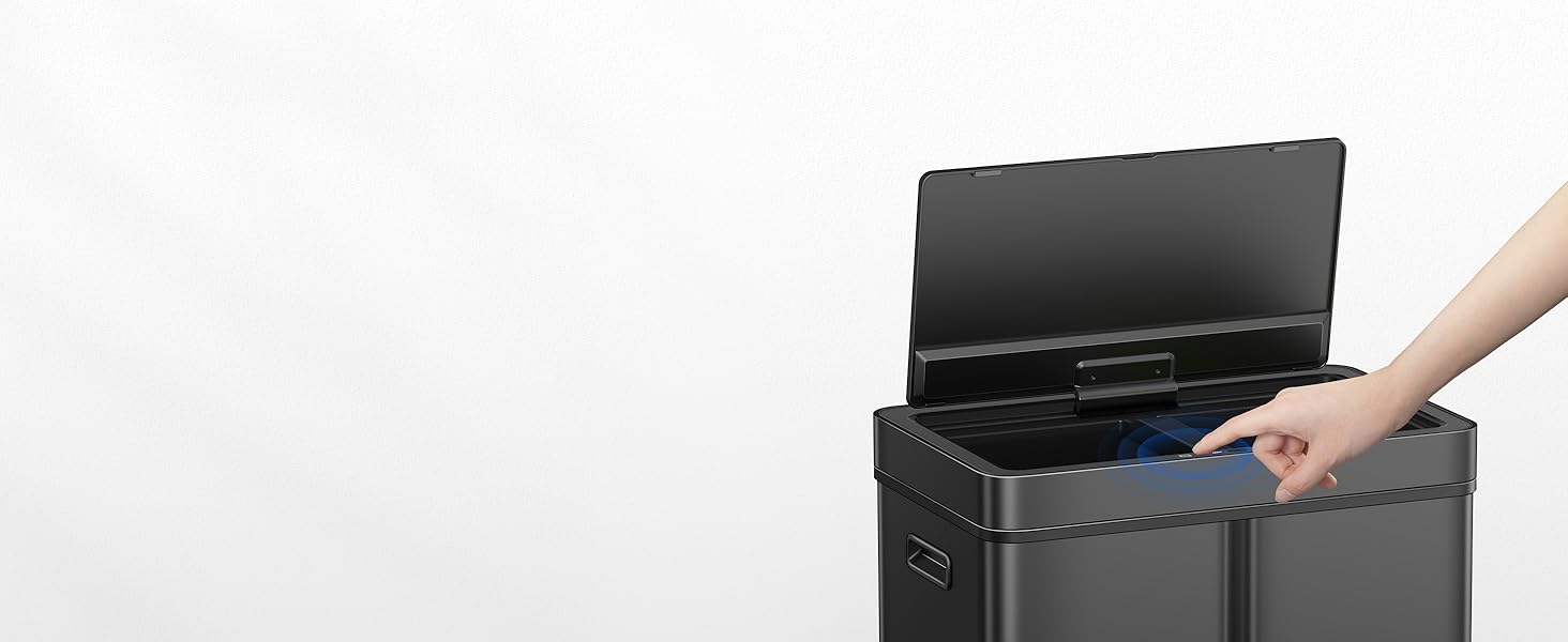 Сортувальний контейнер для сміття EKO Mirage Plus 60л (30+15+15л), сенсорний, нержавіюча сталь, 3 відсіки, 3 пластикові відра