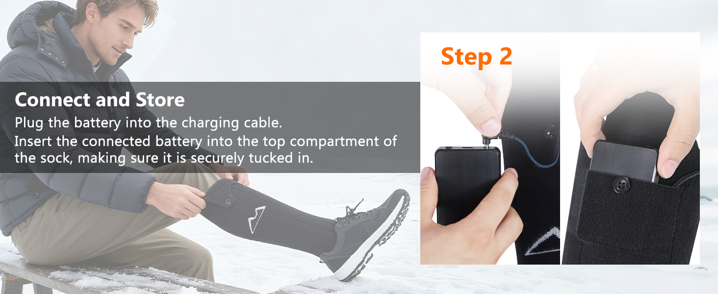 Гріючі шкарпетки з акумулятором для чоловіків та жінок, машинного прання, ідеально підходять для полювання, катання на лижах, піших прогулянок (KomfortPlus Pro Schwarz, Y-08)