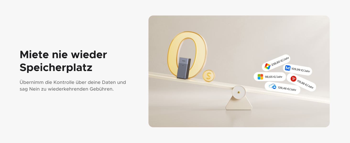 NAS UGREEN DH2300: 2 відсіки, NFC, AI фотоальбом, 4K відеотека, 1GbE LAN, 4GB RAM (без дисків)