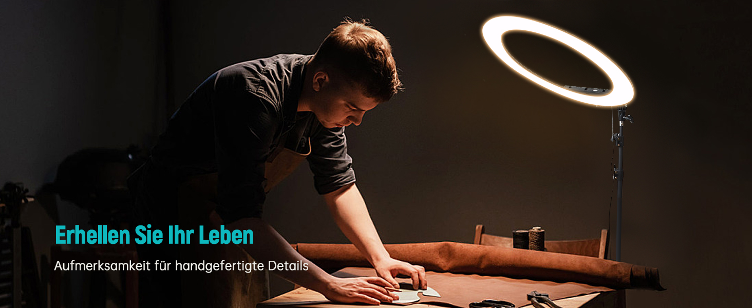 18-дюймове кільцеве світло LED з штативом, регульоване освітлення для макіяжу, селфі, YouTube, відеозйомки, CRI 90, з сумкою та пультом керування