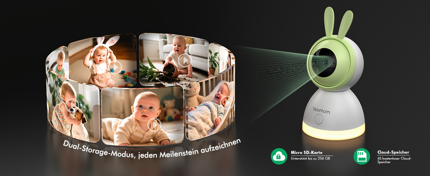 Дитячий відеоняня YESIMOM з камерою 1080P HD, PTZ 360°, Wi-Fi, монітор 4.3