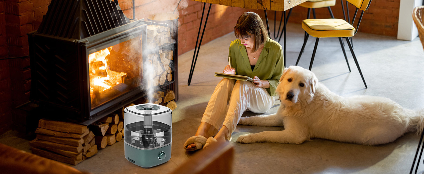 Humidifier Bedroom 5L, Vankarr Ultrasonic 28dB Quiet Air Humidifier Top-Fill Room Humidifier with 360° Swivel Nozzle, Increase Humidity for Children's Room, Office, Baby, Plants, Green