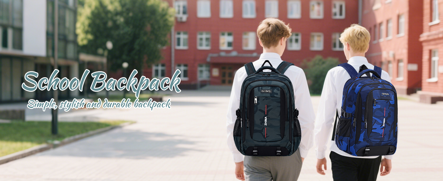Шкільний рюкзак Tanou для хлопчика-підлітка, камуфляж, велика місткість, модний, для школи та подорожей, зелений