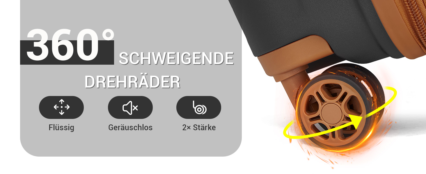 Чорний/коричневий великий валіза-ролкер з розширюваною конструкцією, TSA-замком та тримачем для напоїв (Polypropylen)