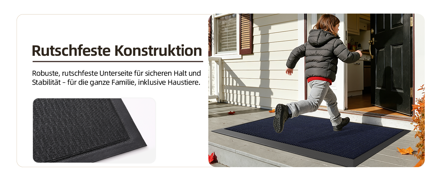 Килимок для дому та вулиці COLOR&GEOMETRY 76x43 см, грязестійкий, антиковзаючий, легко миється, для входу, сірий (80x120 см, синій)