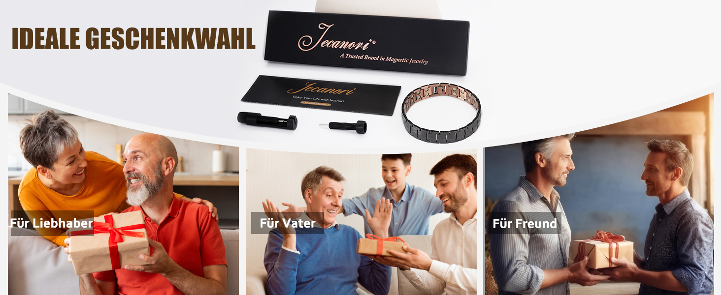 Масивне браслет з міді для чоловіків Jecanori, регульований розмір, магнітний браслет з 3500 Гаусс, подарункова коробка чорного кольору
