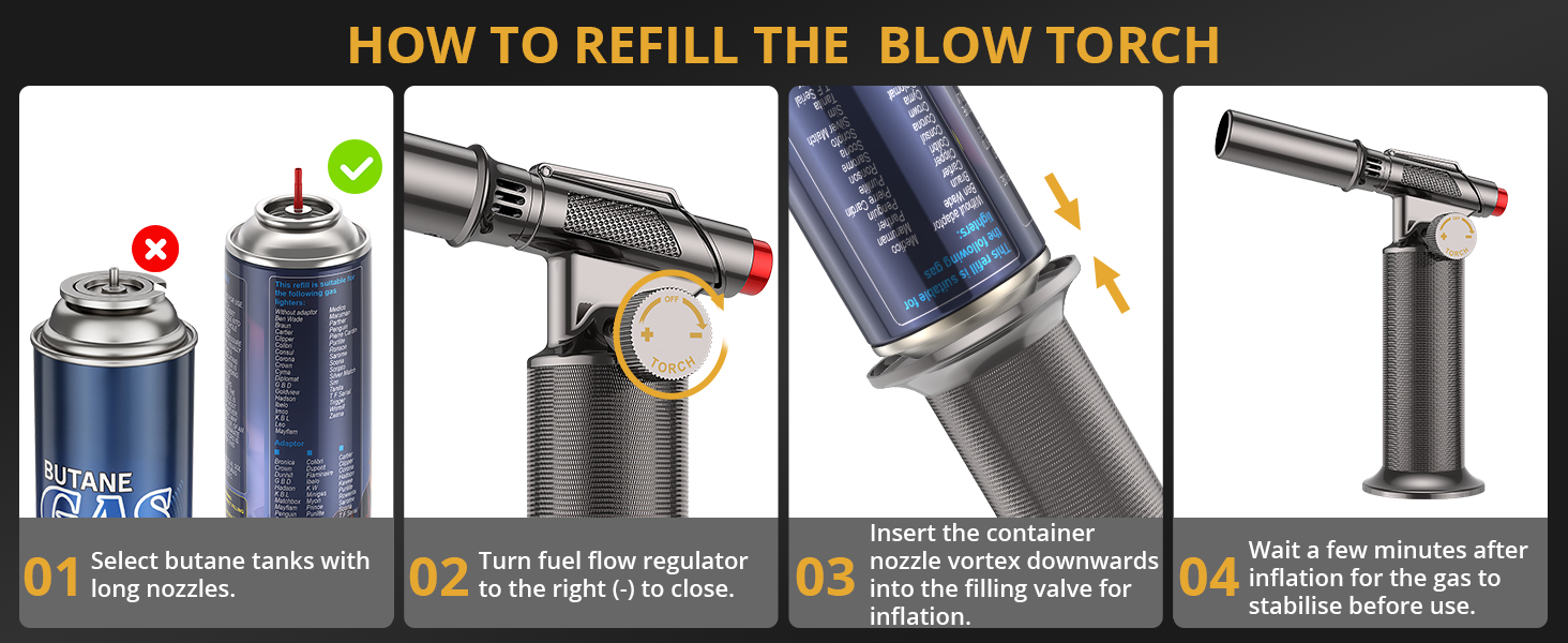 Професійний пальник Sondiko SW-801 Pro: наповнюваний металевий газовий пальник для кухні та зварювання, регульоване полум'я, вітростійкий, для чоловіків (бутан не входить)