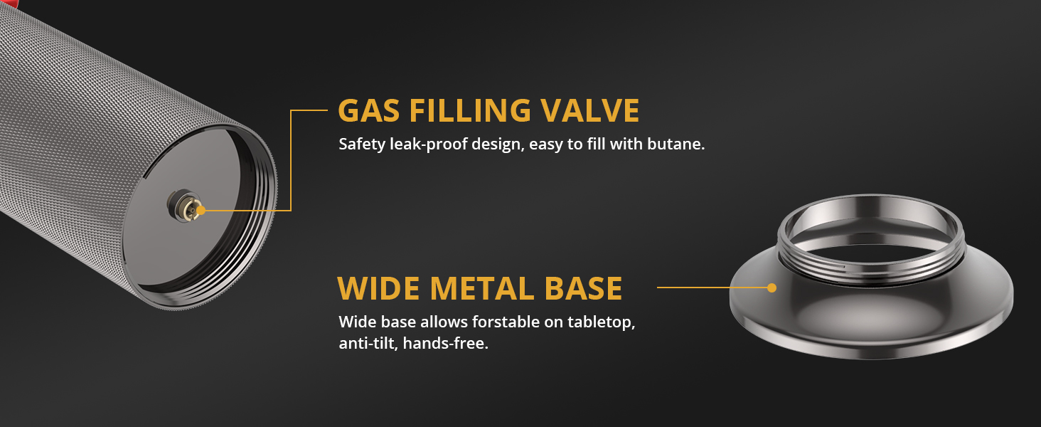 Професійний пальник Sondiko SW-801 Pro: наповнюваний металевий газовий пальник для кухні та зварювання, регульоване полум'я, вітростійкий, для чоловіків (бутан не входить)