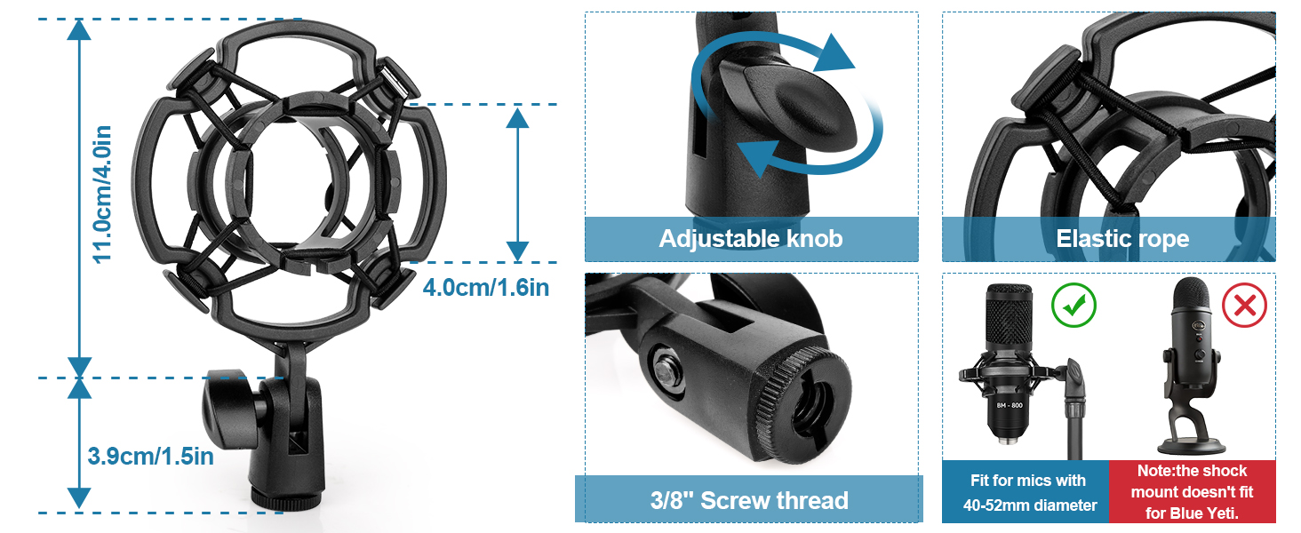 Підставка для мікрофона ChromLives для Razer Seiren X, з поп-фільтром, вітрозахистом та кабелетримачем, 5/8 адаптер для радіомовлення та запису