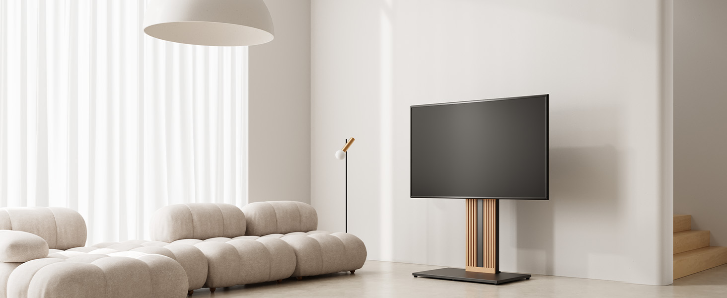 Підставка для телевізора FITUEYES Zen Series - чорний, для телевізорів 55-88 дюймів, дерев'яна, поворотна, регульована по висоті