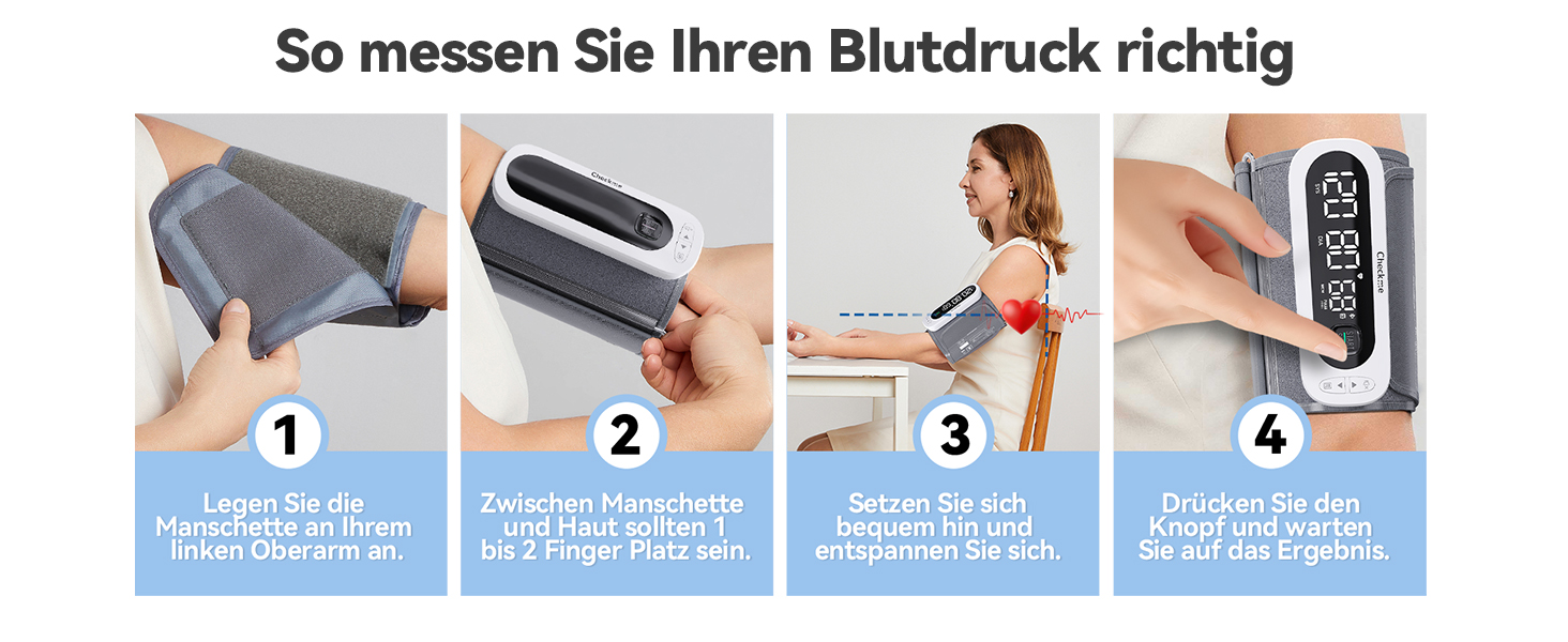 Тонометр на плечі CheckMe BP2A Nexus з великим дисплеєм, середнє значення за 3 вимірювання, бездротова манжета (22-42 см), додаток для iOS/Android, легке читання та професійна точність