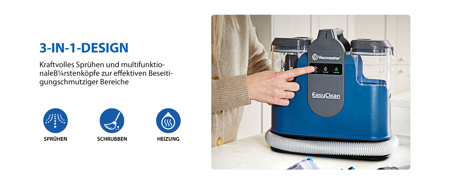 Vacmaster SCC1201H: Мийний пилосос 500W для килимів, м'яких меблів та авто. Очищувач плям на диванах та килимах