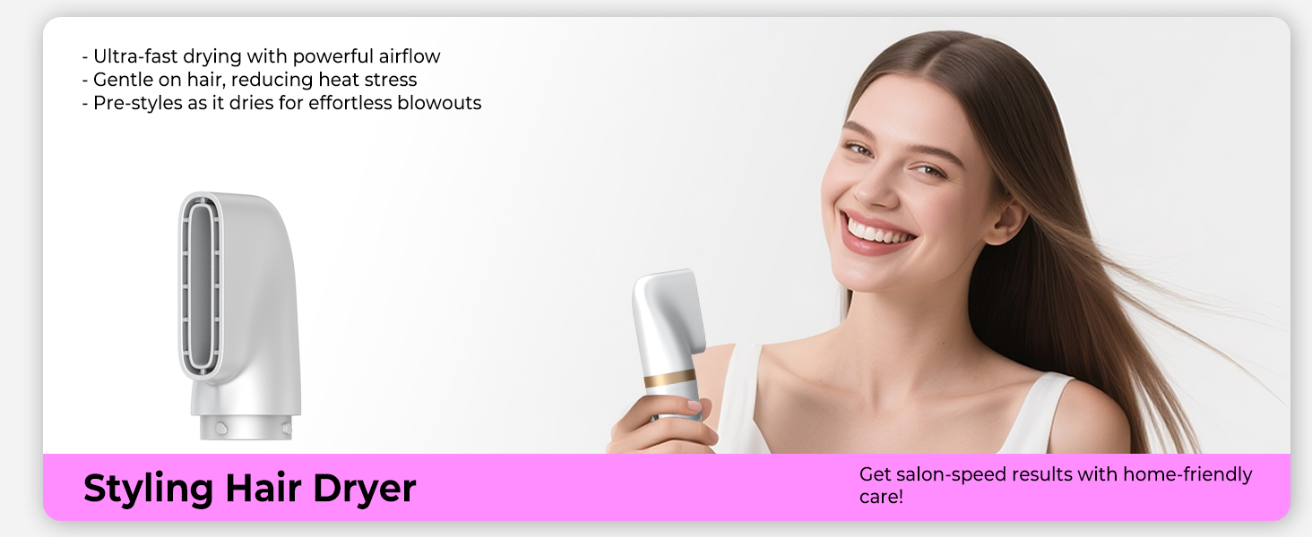 Мультистайлер для волосся 5 в 1 з термощіткою, фен-щіткою, круглою щіткою, плойкою та випрямлячем. Потужність 1000 Вт, 3 температурні режими. Ідеально для об'єму, випрямлення, локонів та сушіння. Білий (білий, рожевий)