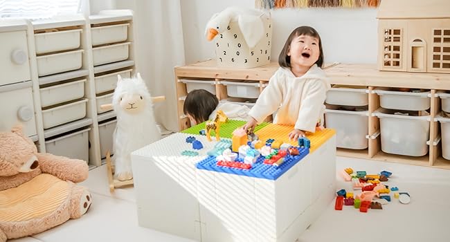 Складна коробка для зберігання з кришкою-платформою для Duplo, 25 л, SHIMOYAMA, синя, для конструктора Lego Duplo, пластиковий контейнер, штабельований, багатофункціональний