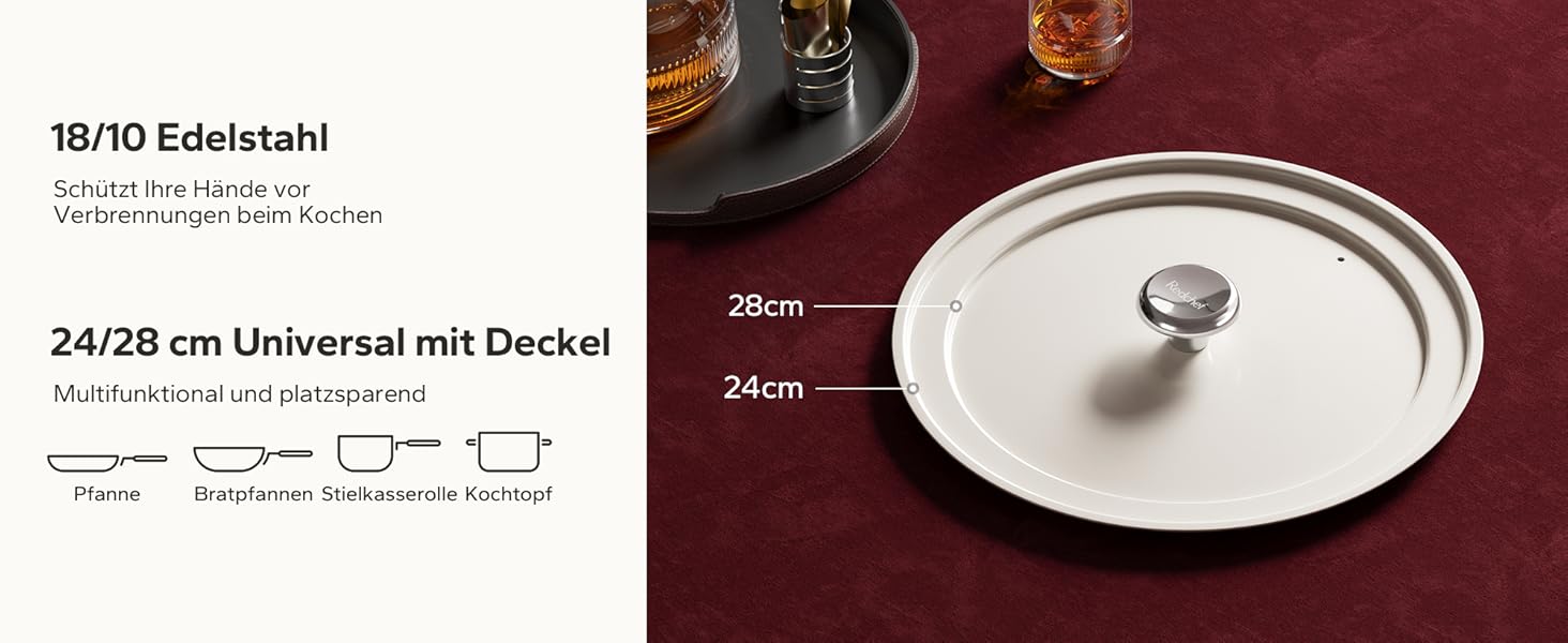 Набір сковорідок Redchef з керамічним покриттям, алюміній, 20/24/28 см, для всіх типів плит, індукційні, без PTFE, PFOA, PFAS, бежевий