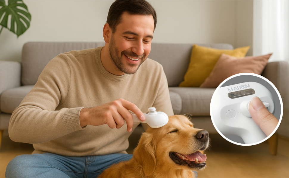 Парова щітка для котів та собак MAROM, самоочисна, для короткої та довгої шерсті, чорна