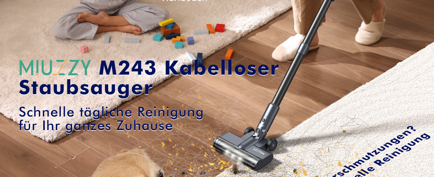 Бездротовий пилосос MIUZZY 6-в-1, 30kPa, 50 хв роботи, легкий, чорний