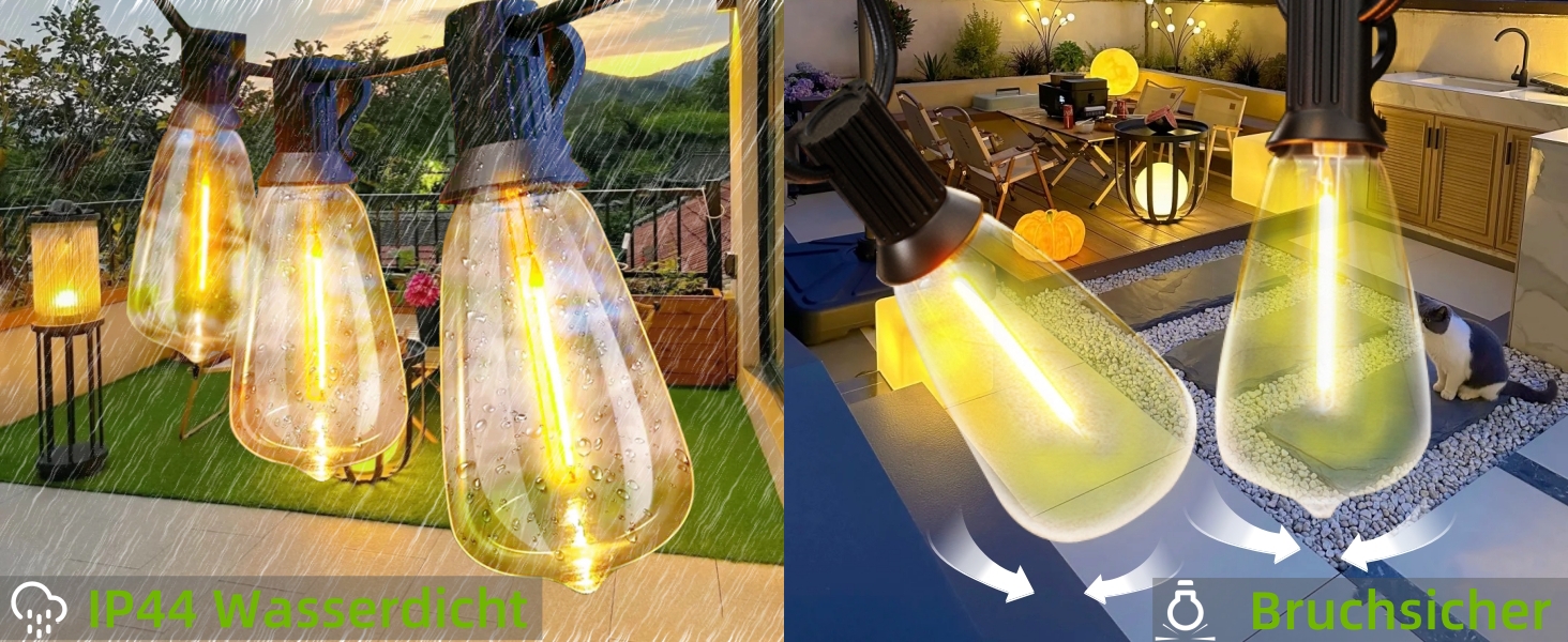 Світлодіодна гірлянда AzureStar для вулиці, 15 метрів, 2700K, ST38, IP44, для декору саду, балкону, вечірки, фестивалю