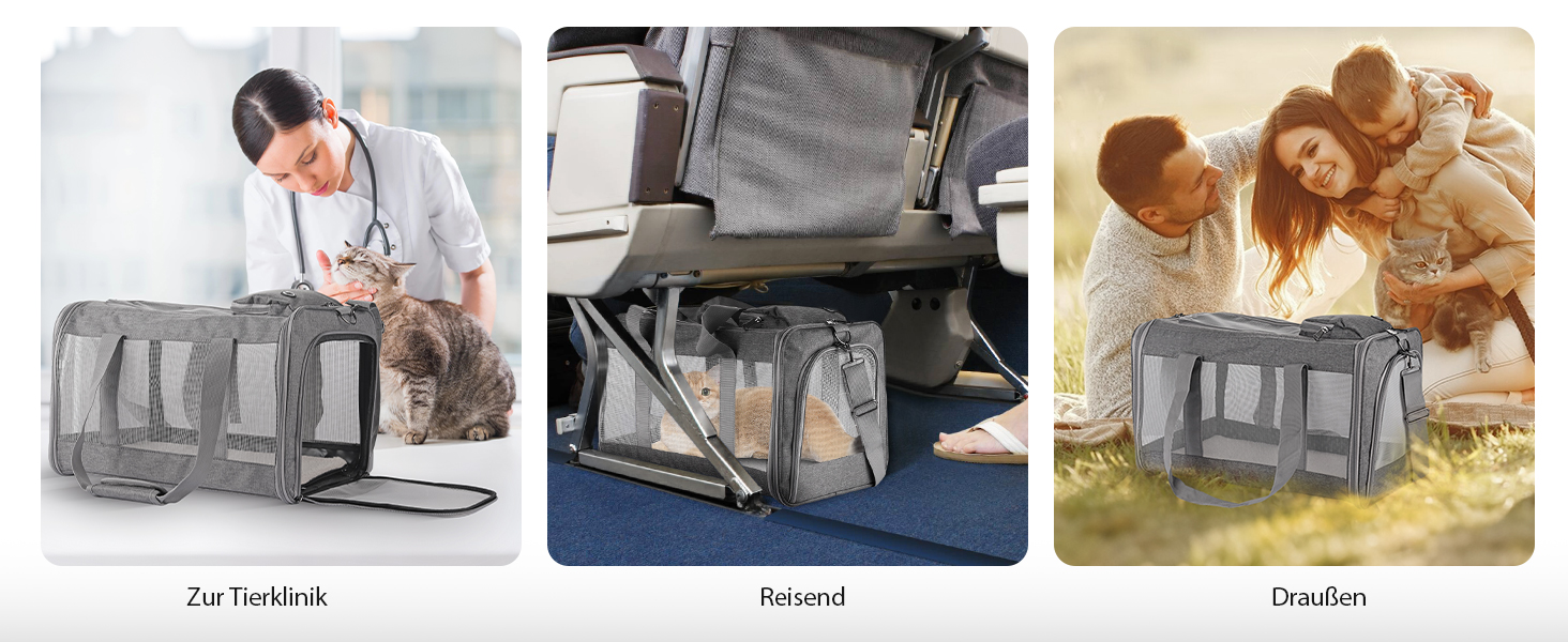 Складана переносна переносна коробка для собак та котів - переносна собача сумка для транспортування до 4 кг собак та 5 кг котів для подорожей та автомобіля | 40x16x32 см (Сірий, Розмір L 44 x 31 x 31 см)