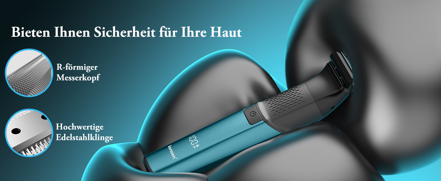 Триммер для тіла Kensen 2-в-1 для чоловіків: для особистої гігієни, тіла, обличчя. З насадкою, для сухого та вологого гоління, USB-C, зелений