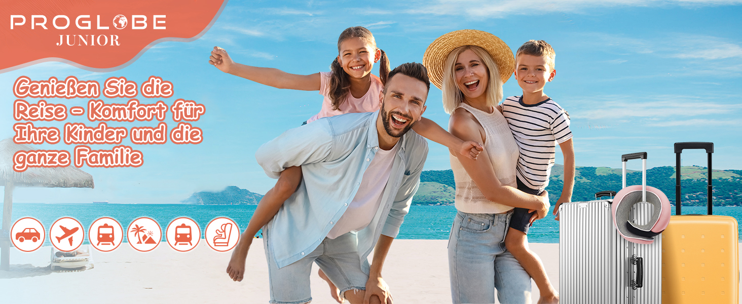 Подушка для шиї Proglobe, 100% Memory Foam, ортопедична, для подорожей (літак, авто, поїзд), з маскою для сну, сітчаста сумка (рожевий)