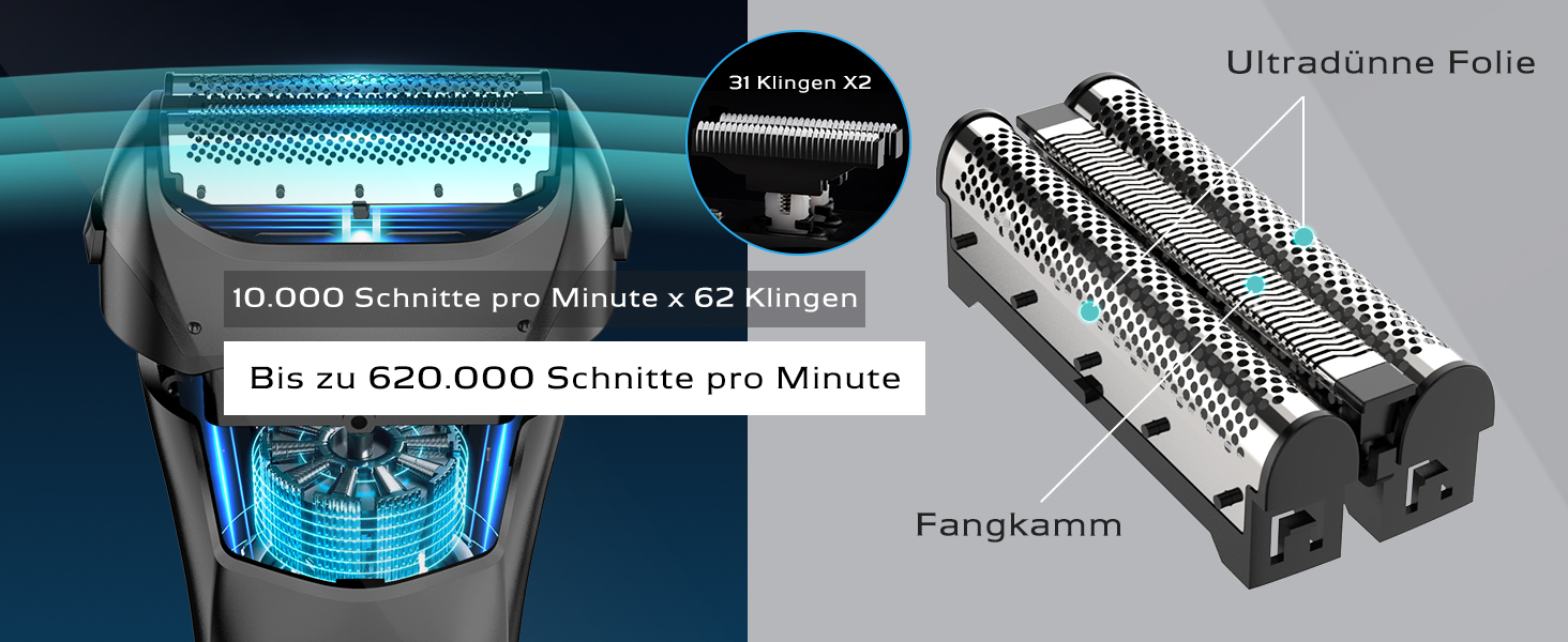 Електрична бритва чоловіча з 3 гнучкими лезами та чохлом для подорожей, тример для точного гоління, вологостійка/суха, 120 хв роботи, акумуляторна, подарунок для чоловіків, чорна