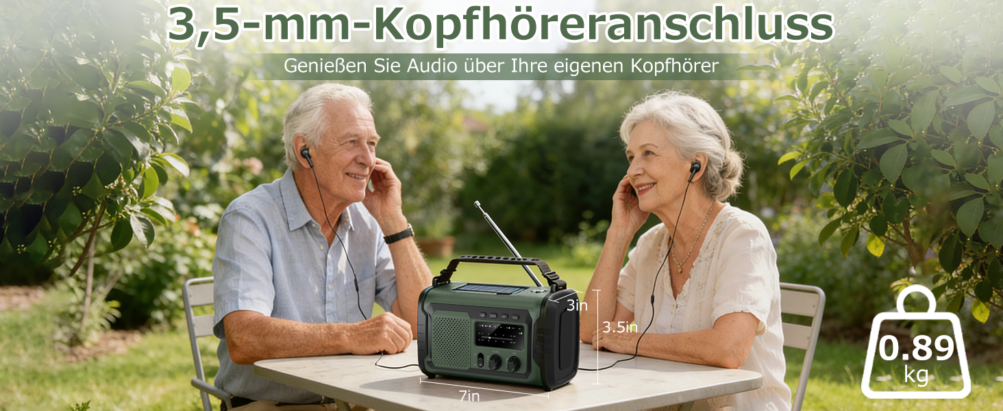 Радіо на сонячній батареї та ручному заводі Kurbelradio 27000mAh з SOS, Bluetooth, Powerbank, ліхтариком для кемпінгу та екстрених ситуацій (Зелений)