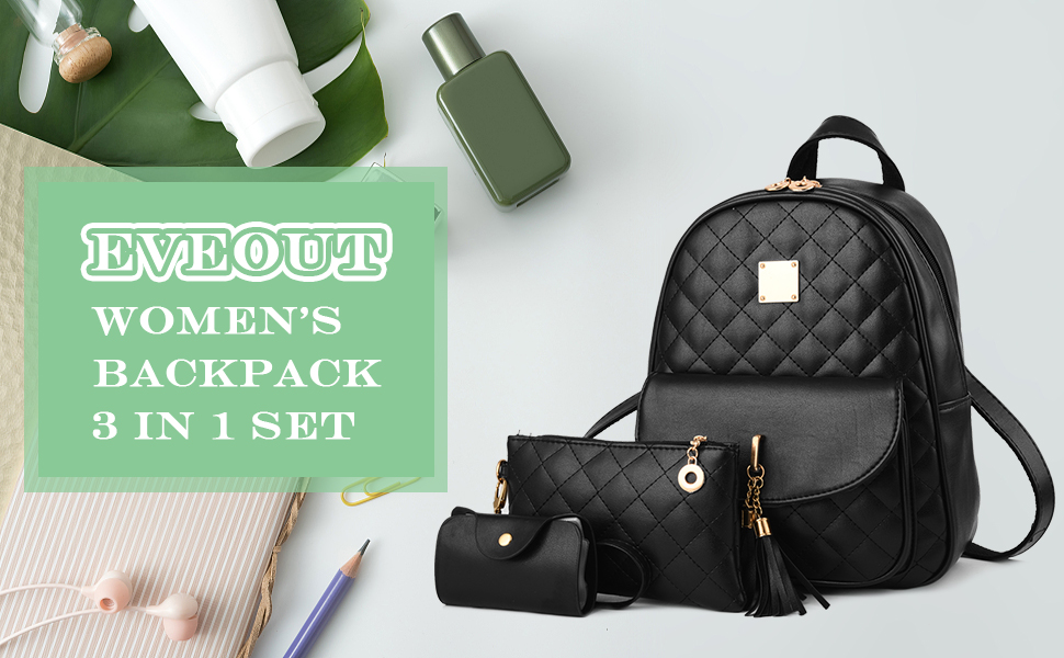 Жіночий рюкзак з PU шкіри: стильний щоденний рюкзак для подорожей, школи та роботи. Комплект сумок (сірий)