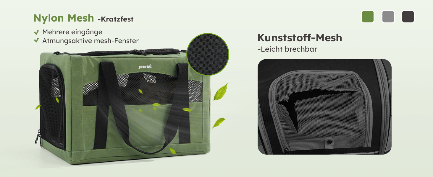 Транспортна сумка для котів Pecute: міцна, легка, складана, для подорожей, темно-зелена