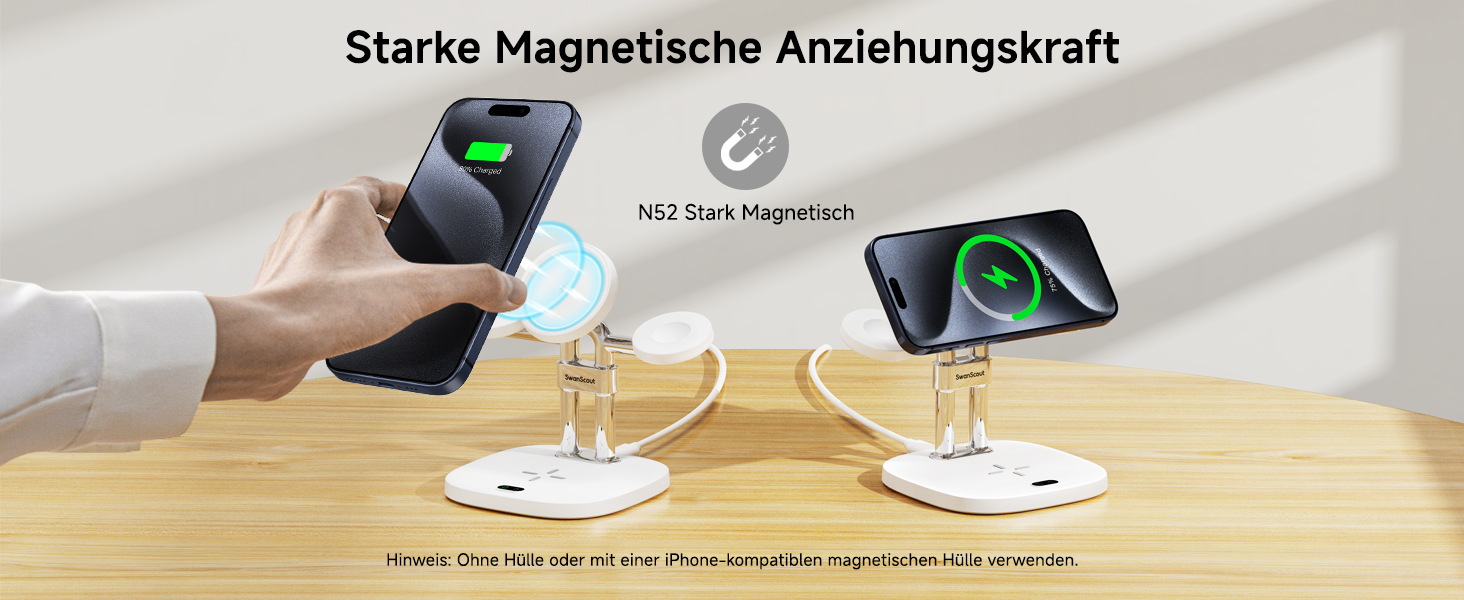 Зарядний пристрій 2 в 1 для Apple Watch та iPhone, SwanScout 709M (Білий)